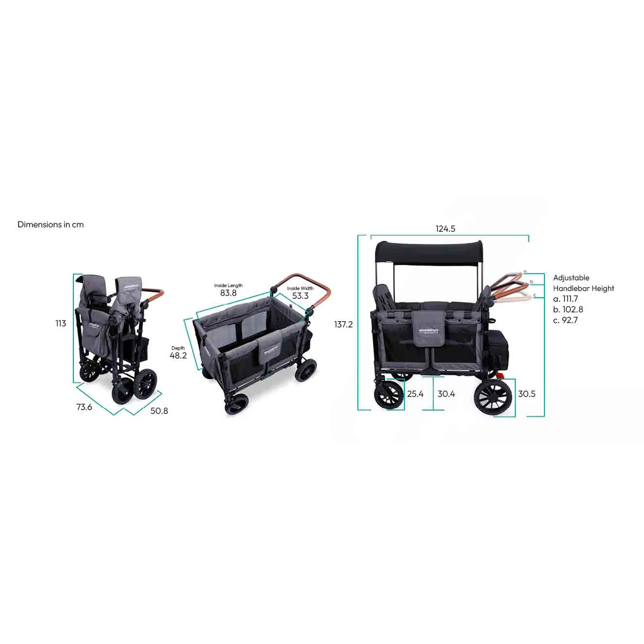 WonderFold W4 Luxe Stroller Wagon - Volcanic Black - Image 3