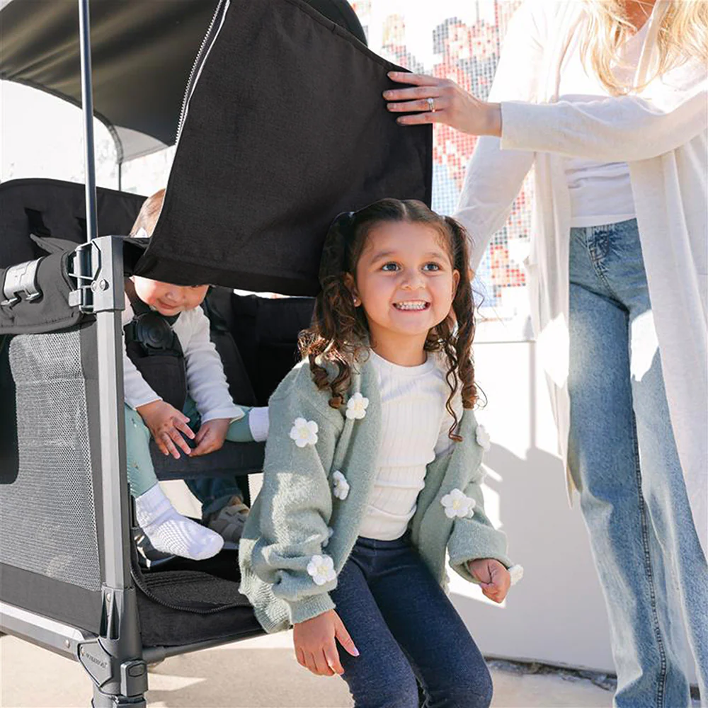 WonderFold W4 Luxe Pro Stroller Wagon - Jet Black - Image 5